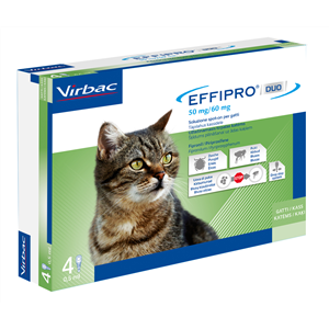 Effipro Duo - 50 mg + 60 mg Soluzione Spot On per Gatti da 1 a 6 Kg 4 Pipette da 0,5 ml