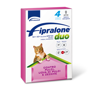 Fipralone Duo - 50 mg + 60 mg Soluzione Spot On per Gatti da 1 a 6 Kg 4 Pipette da 0,5 ml