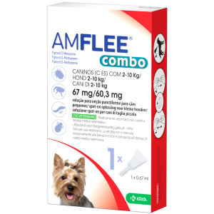 Amflee Combo - 67 mg + 60,3 mg Soluzione Spot On per Cani da 2 a 10 Kg Pipetta da 0,67 ml