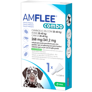Amflee Combo - 268 mg + 241,2 mg Soluzione Spot On per Cani da 20 a 40 Kg 3 Pipette da 2,68 ml
