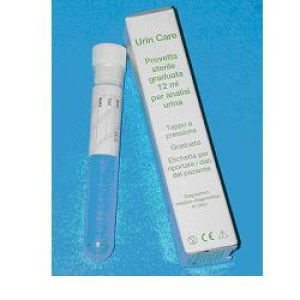 Provetta Sterile Urin Care 12ml in Polistirolo Trasparente, Graduata, con Tappo Bianco Interno a Pressione, Singolarmente Astucciata E Corredata di Etichetta Autoadesiva