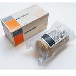 Benda Medicata Ichthopaste con Ossido di Zinco Ittiolo per Trattamento Ulcere Venose Arti Inferiori 7,5x600 Cm