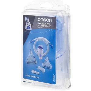 Omron A3 Complete Kit Ricambio Ampolla Regolabile + Tubo + Mascherina Pediatrica + Mascherina Adulti + Forcelle Nasali + Boccaglio