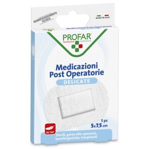 Medicazione Post Operatoria Sterile Garza Antiaderente 5x7,5 Cm 5 Pezzi Profar