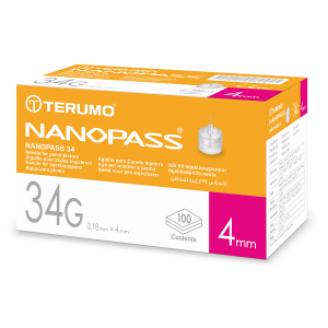 Ago per Penna da Insulina Nanopass 34 Gauge Lunghezza 4 Mm 100 Pezzi