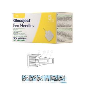 Ago per Penna da Insulina Glucoject Lunghezza 5 Mm Gauge 31 100 Pezzi