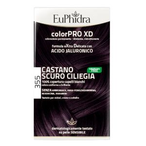 Euphidra Colorpro Xd 355 Castano Scuro Ciliegia Gel Colorante Capelli in Flacone + Attivante + Balsamo + Guanti
