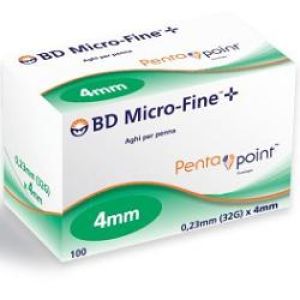 Ago per Penna da Insulina Bd Microfine Pentapoint Gauge 32 4 Mm 100 Pezzi
