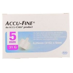 Ago per Penna da Insulina Accu-fine Pen Needle Accu-chek Gauge 31 X 5mm 100 Pezzi