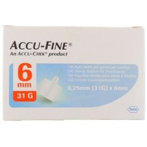 Ago per Penna da Insulina Accu-fine Pen Needle Accu-chek Gauge 31 X 6mm 100 Pezzi