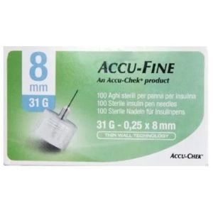 Ago per Penna da Insulina Accu-fine Pen Needle Accu-chek Gauge 31 X 8mm 100 Pezzi