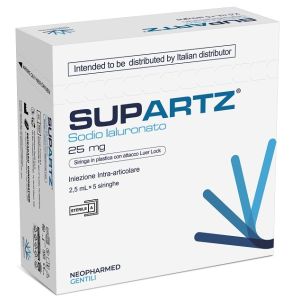 Siringa Preriempita Intra-articolare Supartz Acido Ialuronico 25 mg 2,5 ml 5 Pezzi