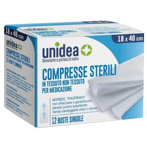 Garza Compressa Unidea in Tessuto Non Tessuto 18x40 12 Pezzi