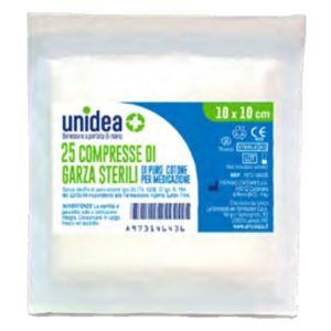 Garza Compressa Unidea Cotone 10x10 Cm 25 Pezzi