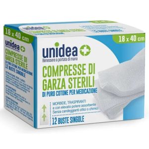 Garza Compressa Unidea Cotone 18x40 Cm 12 Pezzi