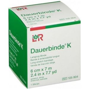 Benda Elastica Dauerbinde F Alta Estensibilita' Compressione Forte 6x700cm con Graffette