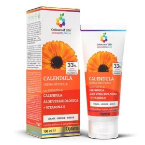 Calendula crema naturale 100 ml con Aloe Vera Biologica e Vitamina E - Ideale per Eritemi e Scottature - Colours of life