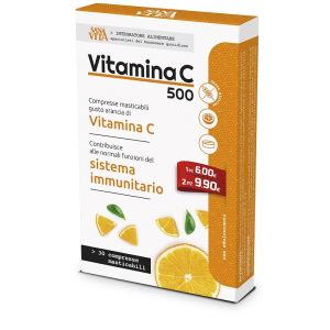 Sanavita Vitamina C Masticabile 30 Compresse - Integratore per Sistema Immunitario al Gusto Arancia