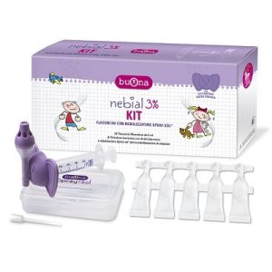 Nebial 3% Kit 20 Flaconcini Monodose 5ml Soluzione Ipertonica con Acido Ialuronico + Nebulizzatore Spray-sol