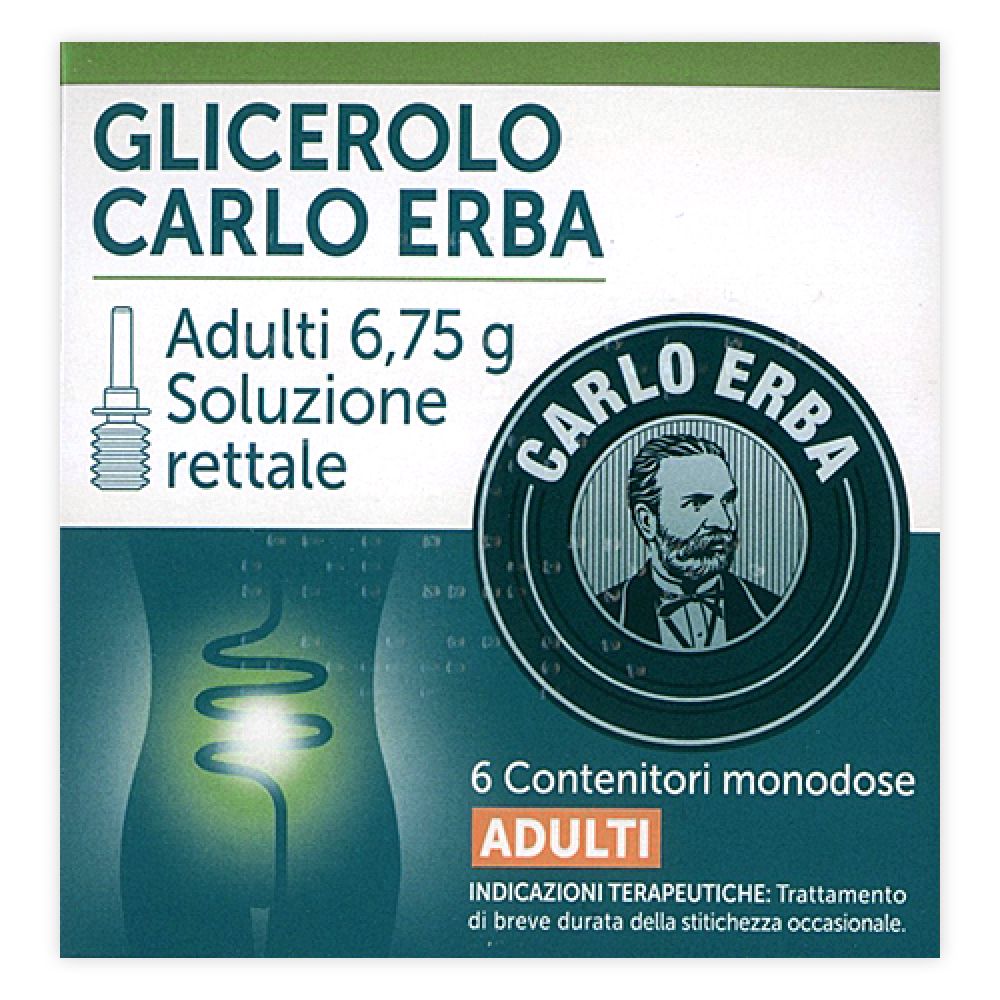 Glicerolo (carlo Erba) - Adulti 6,75 g Soluzione Rettale 6 Contenitori Monodose con Camomilla E Malva