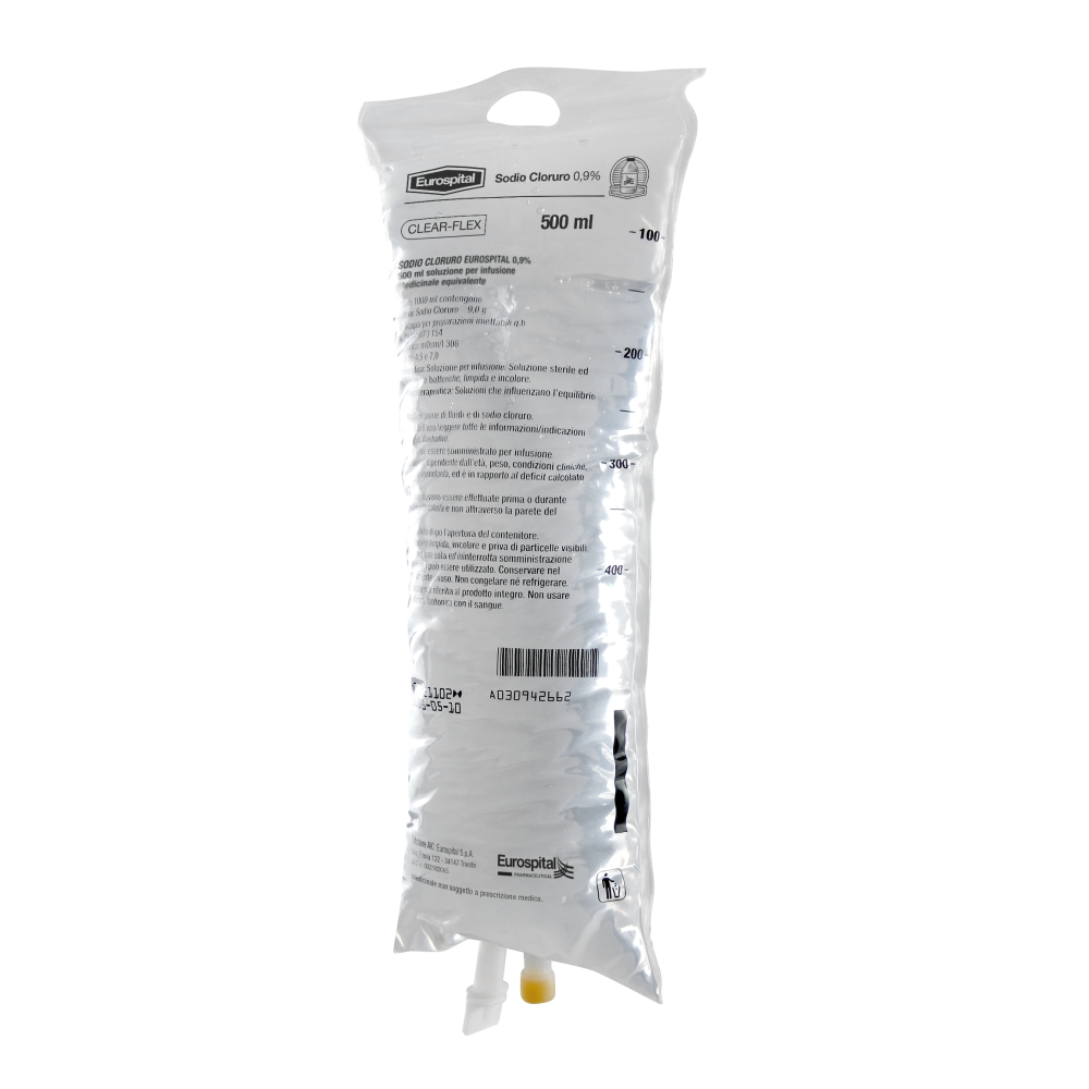 Sodio Cloruro (eurospital) - 0,9% Soluzione per Infusione 1 Sacca Clear-flex da 500 ml