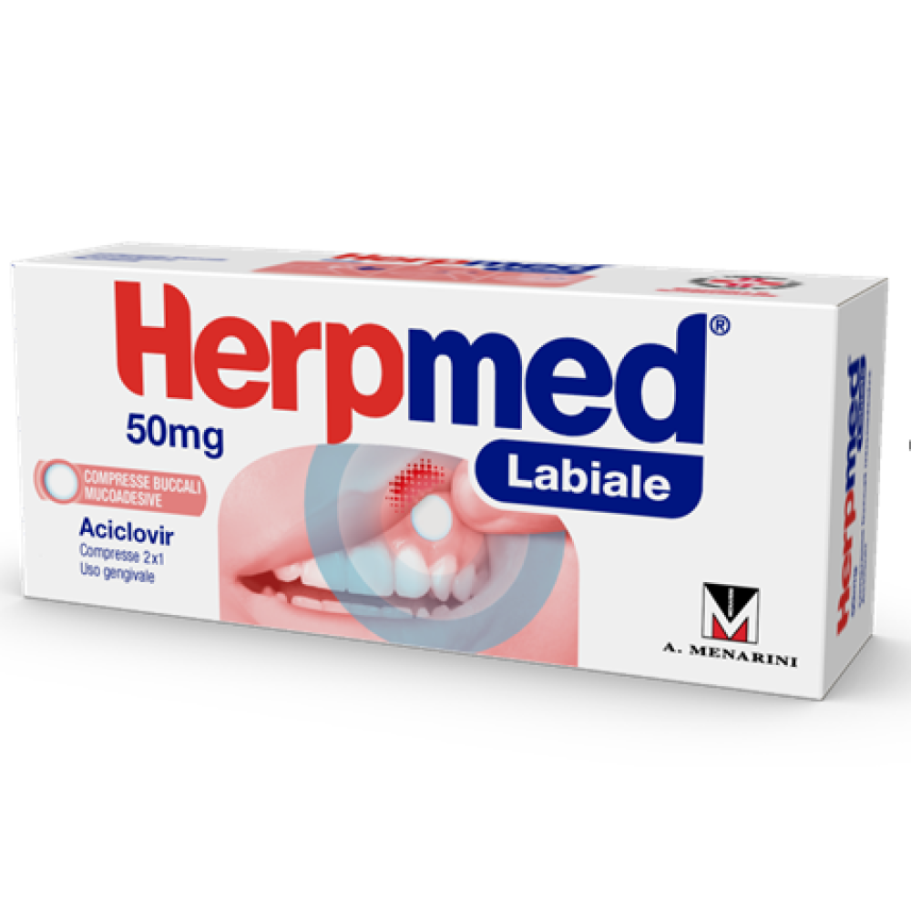 Herpmed Labiale - 50mg Compresse Buccali Mucoadesive, 2x1 Compresse in Blister  Monodose Al/al