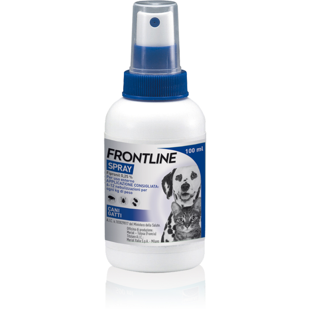 Frontline Spray - 2,5 Mg/ml Spray Cutaneo Soluzione per Cani E Gatti 1 Flacone Pe + Pompetta Dosatrice da 100 ml