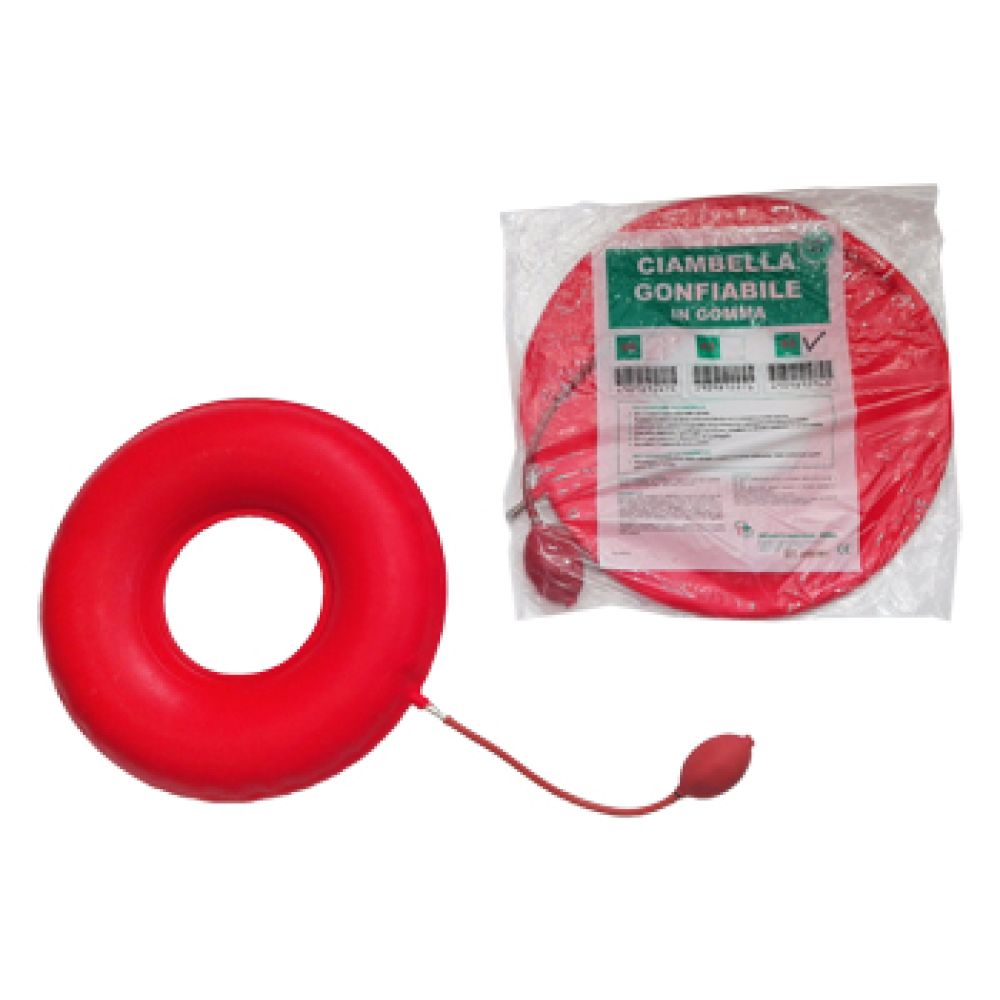 Ciambella Gonfiabile per Invalidi in Gomma Rossa Team Deluxe con Pompa 45cm Diametro