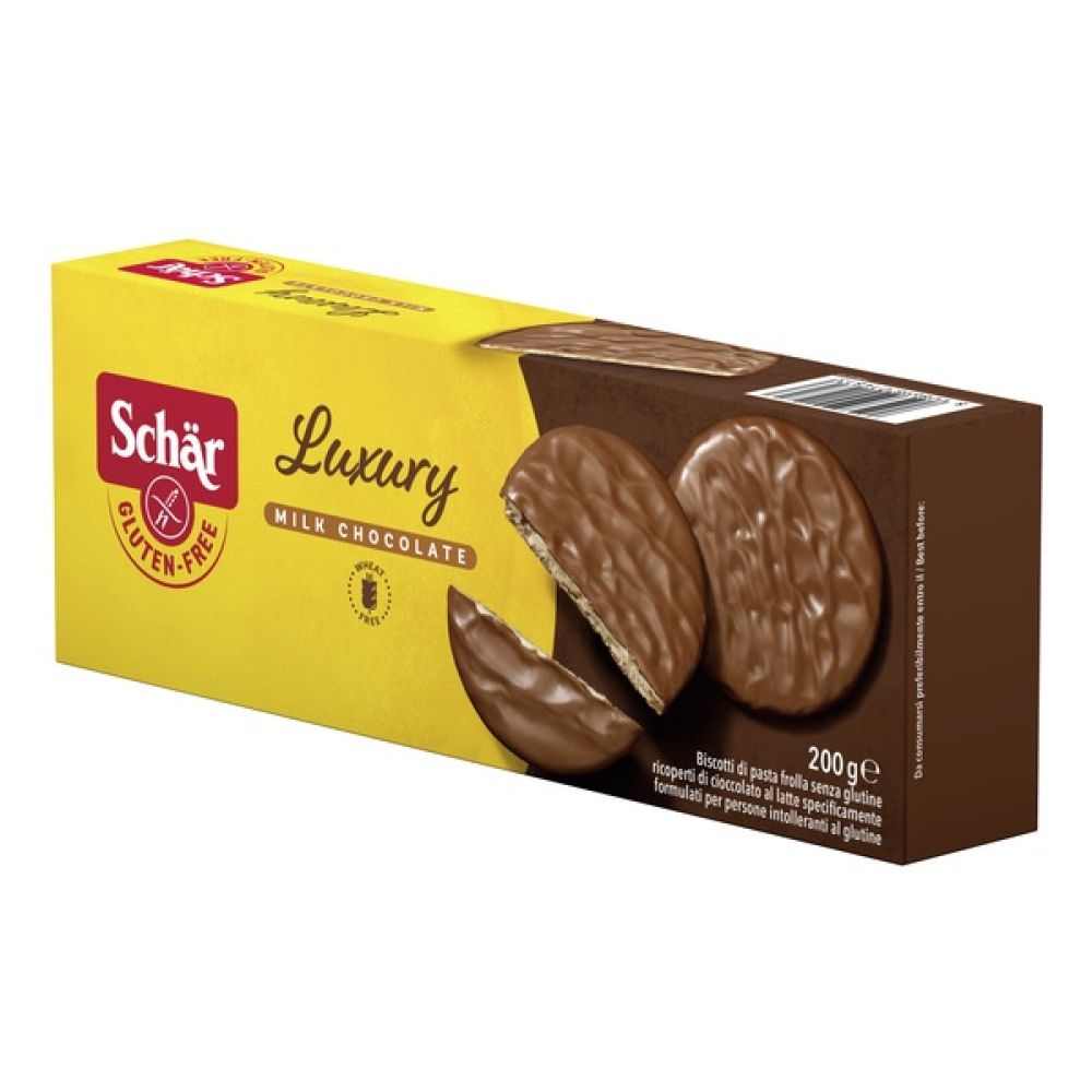 Schar Luxury Biscotti di Pasta Frolla Ricoperti di Cioccolato Al Latte 200 g