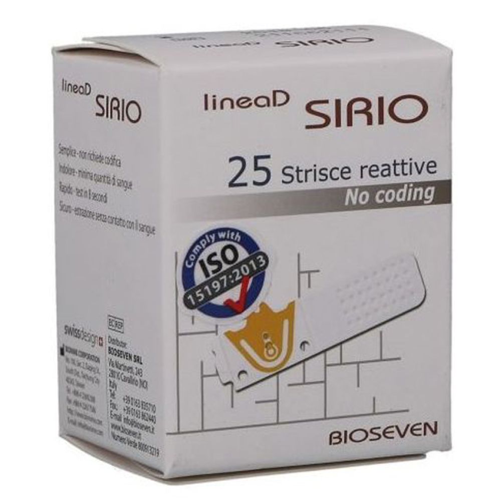 Strisce Misurazione Glicemia Linea D Sirio 25 Pezzi