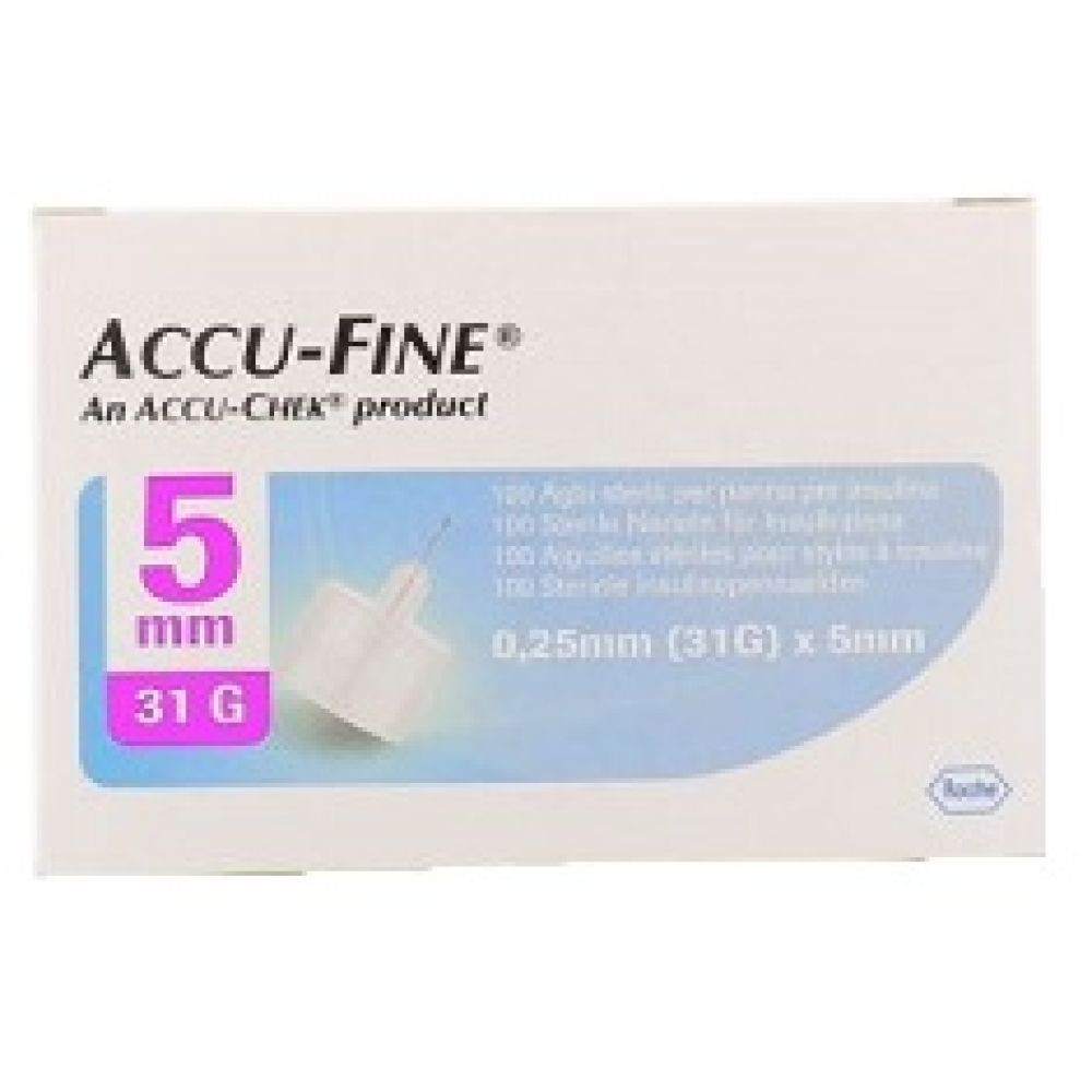 Ago per Penna da Insulina Accu-fine Pen Needle Accu-chek Gauge 31 X 5mm 100 Pezzi