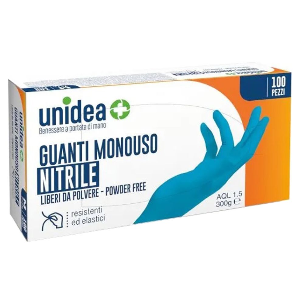 Guanti in Nitrile Senza Polvere Unidea Misura Large 100 Pezzi