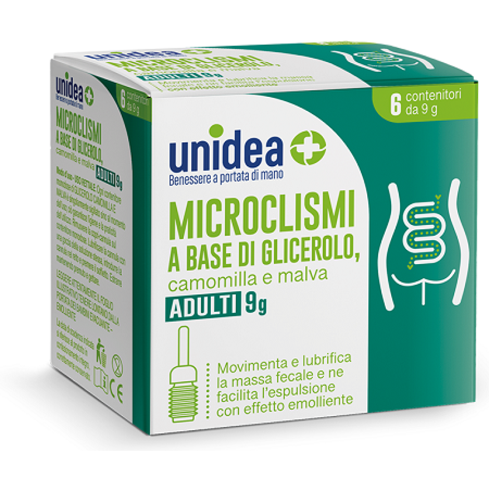 Unidea Microclisma per Adulti 9g Glicerolo Camomilla E Malva 6 Pezzi