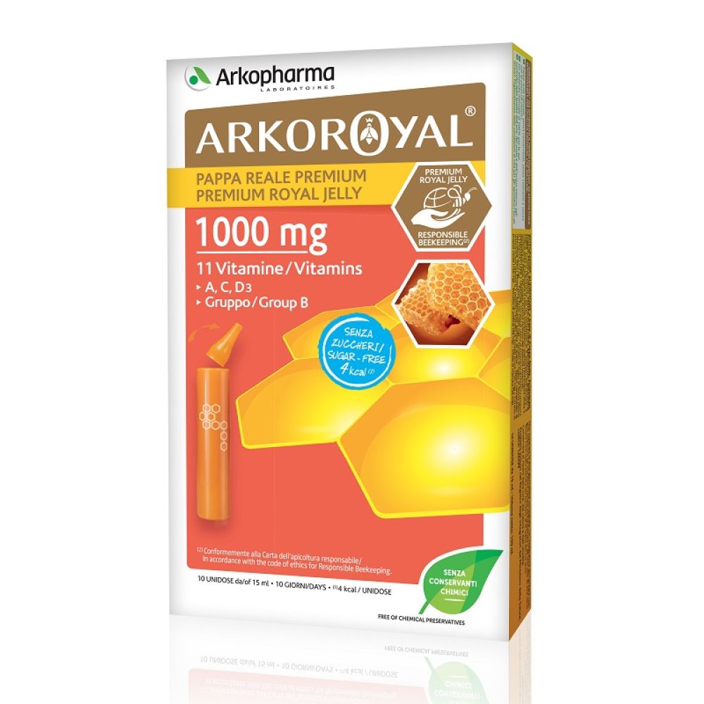 Arkoroyal Pappa Reale 1000 mg + Vitamine Senza Zucchero 10 Fiale