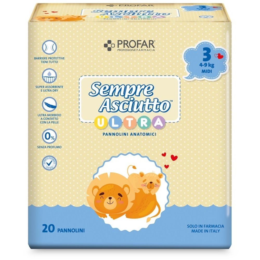 Pannolini Profar Sempre Asciutto Ultra Midi 4/9 Kg 20 Pezzi