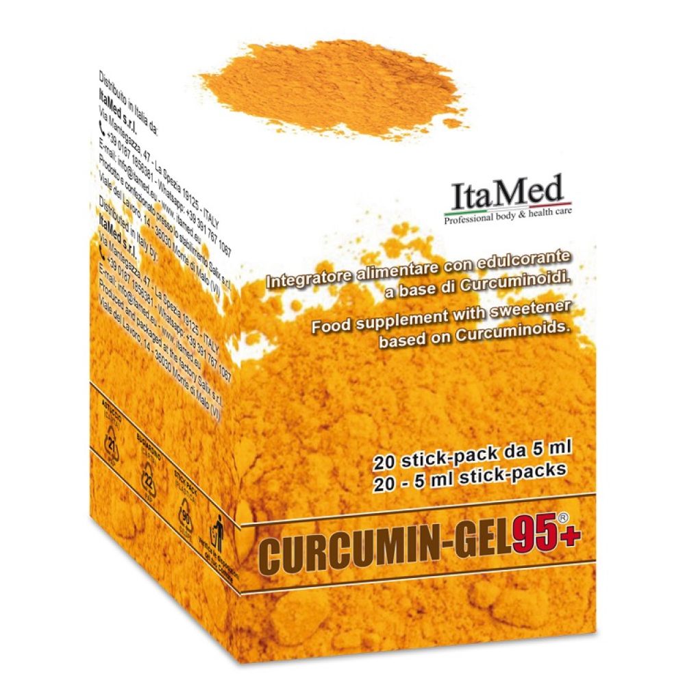 Curcumin Gel 95+ 20 Bustine Stick Pack Monodose da 5 ml Aroma Lampone