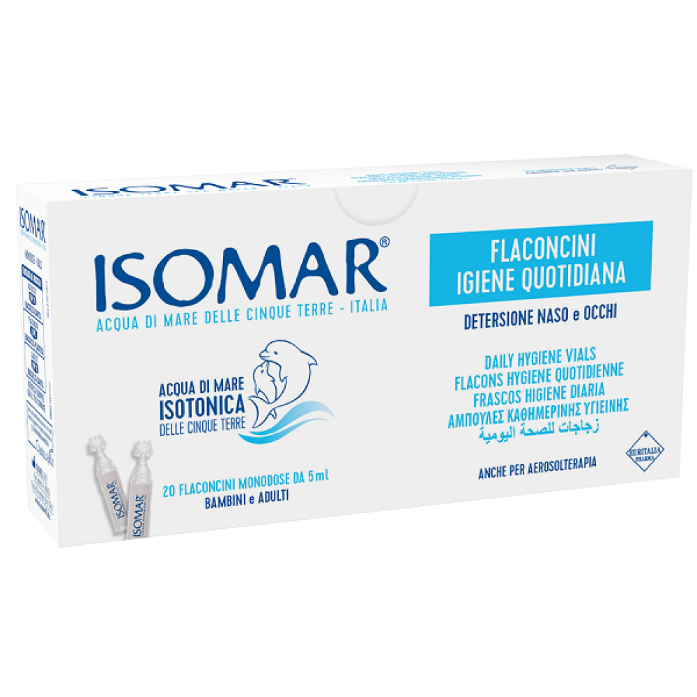 Isomar Soluzione Isotonica Acqua Mare Igiene Quotidiana 20 Flaconcini Monodose 5 ml