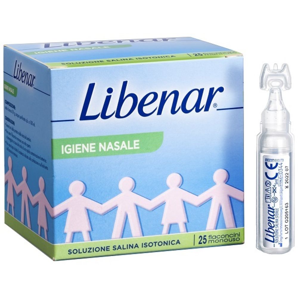 Soluzione Salina Isotonica 0,9% Libenar per Igiene Nasale 25 Flaconcini Monouso X 5 ml