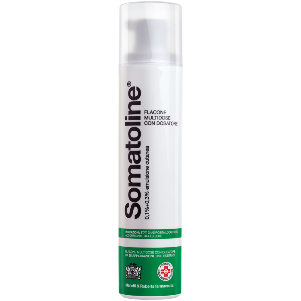 Somatoline - 0,1% + 0,3% Emulsione Cutanea, Flacone con Dosatore 25 Applicazioni